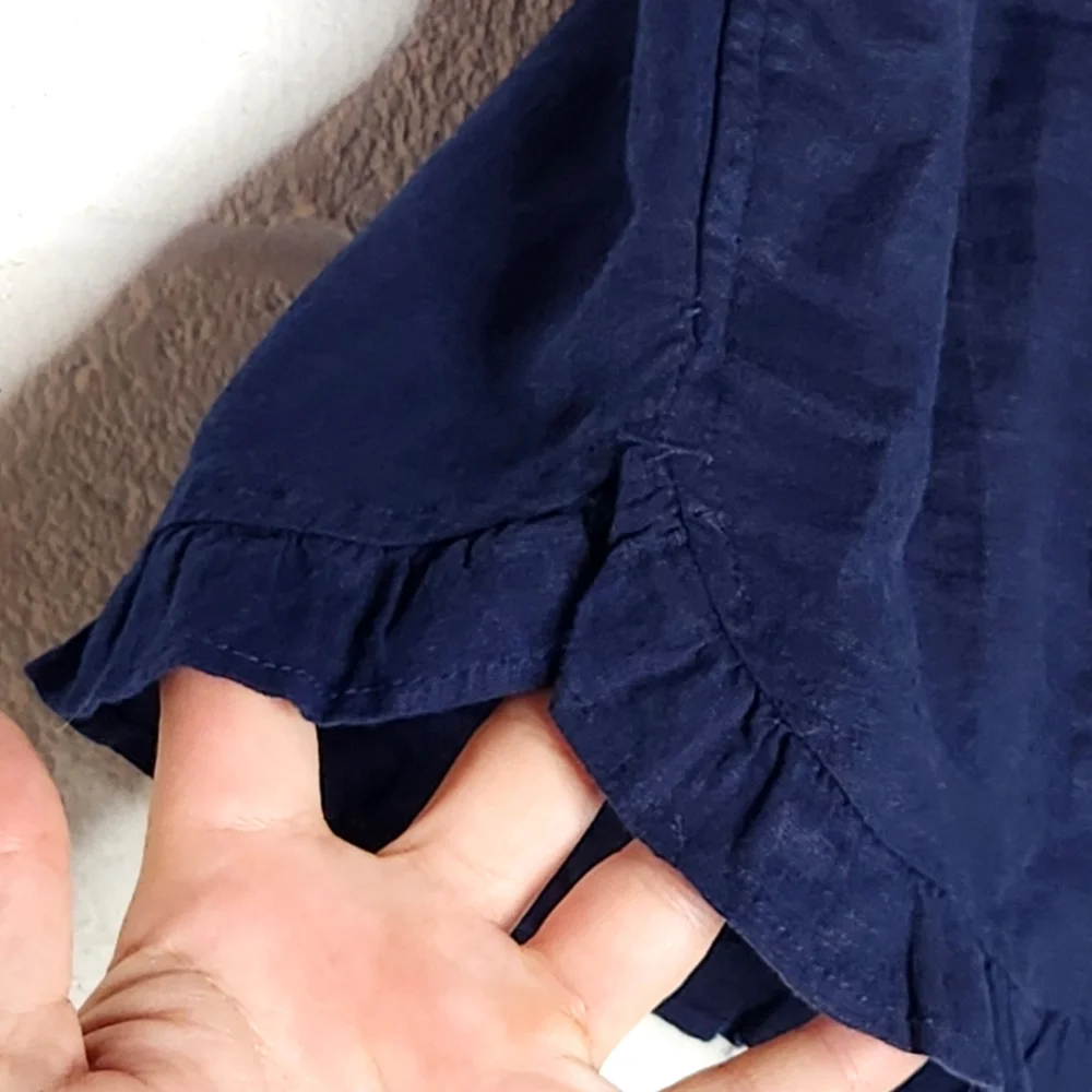 Crown & Ivy Navy Ruffle-Hem Shorts - Picture 2 of 4
